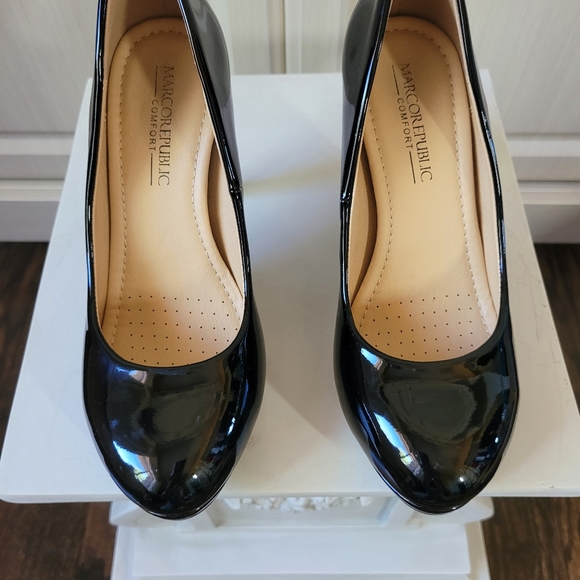 Marco Republic "Rome" pumps, size 8, black patent vegan leather, comfort sole - Picture 3 of 13